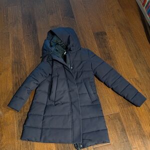 Save The Duck Women's Navy Hooded Puffer Coat